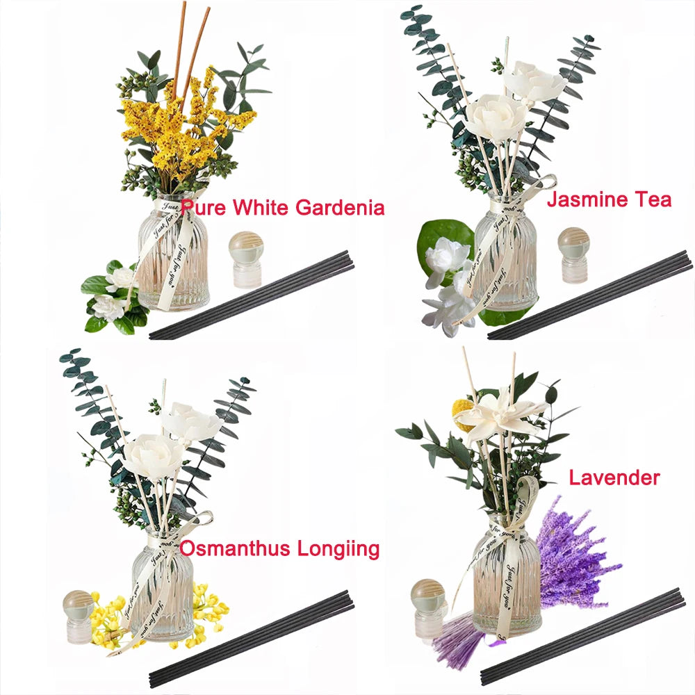 Reed Diffuser 3.38 oz Essential Oil Stick Diffuser, White Gardenia, Jasmine Tea, Lavender, Osmanthus Longing