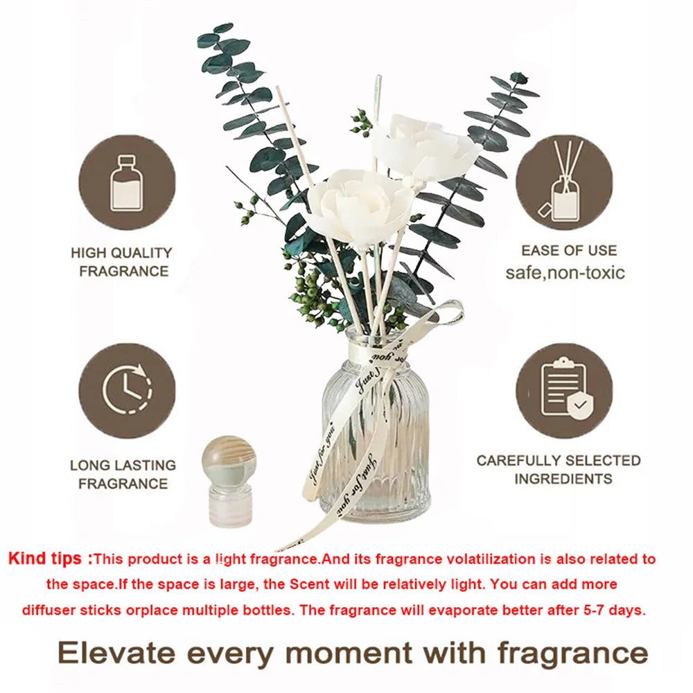 Reed Diffuser 3.38 oz Essential Oil Stick Diffuser, White Gardenia, Jasmine Tea, Lavender, Osmanthus Longing
