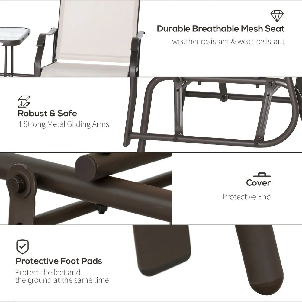 Patio Double Patio Rocker Glider Chairs w/Table
