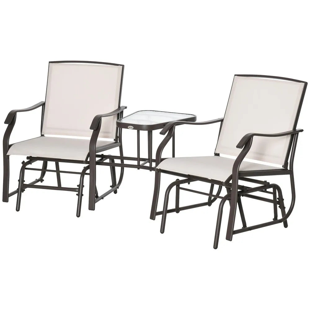 Patio Double Patio Rocker Glider Chairs w/Table