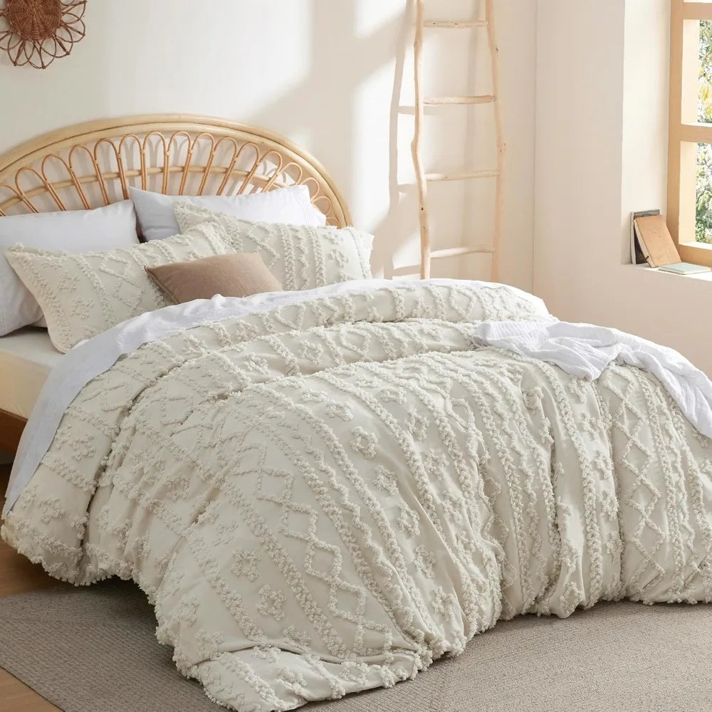 3 Pieces Soft Shabby Chic Bedding, 104" x 90", Duvet Cover