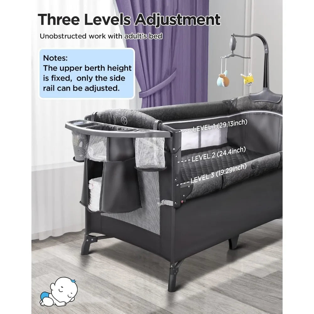 Baby Bassinet Bedside Crib, Pack and Play