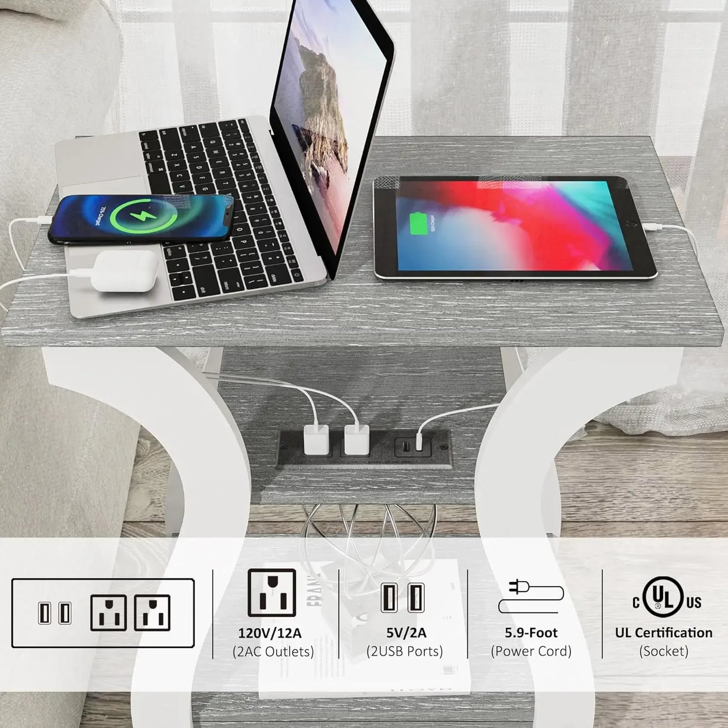End table Set of 2, Charging Station