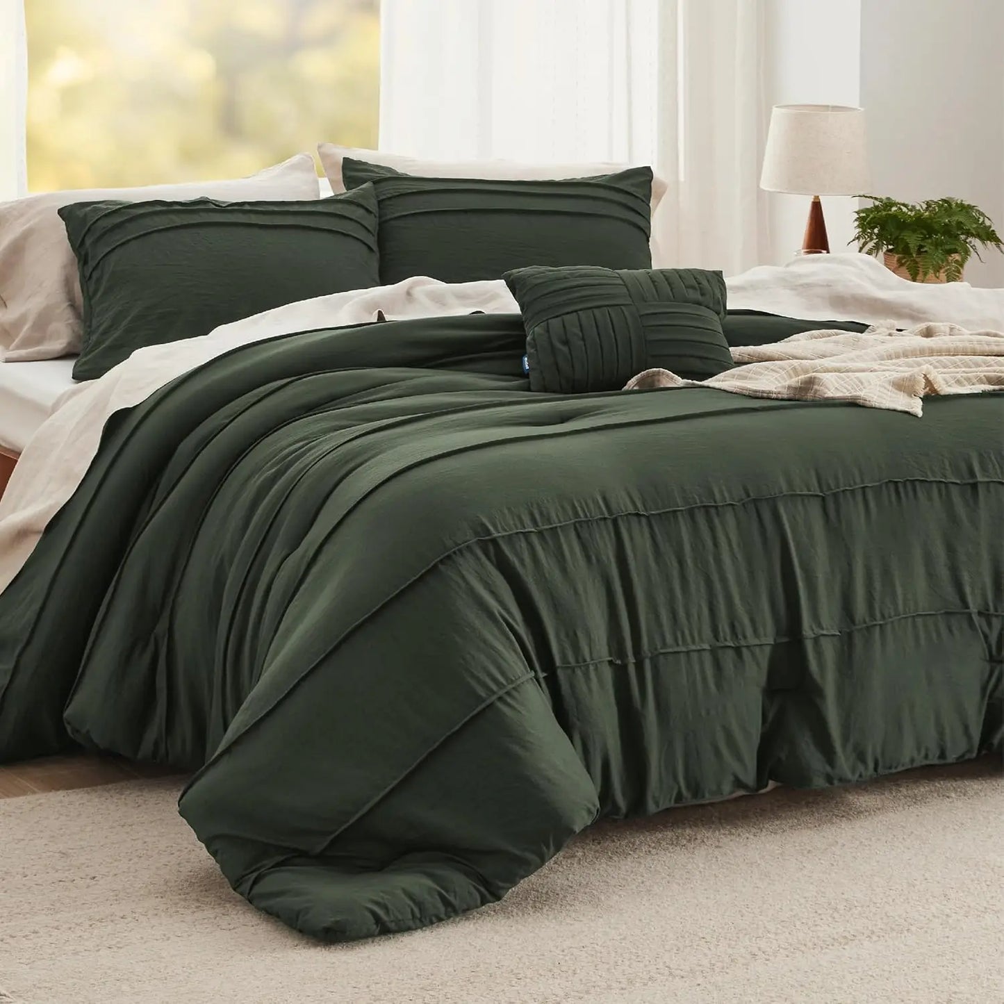 King Comforter Set - 4 Pieces Grid Pleat