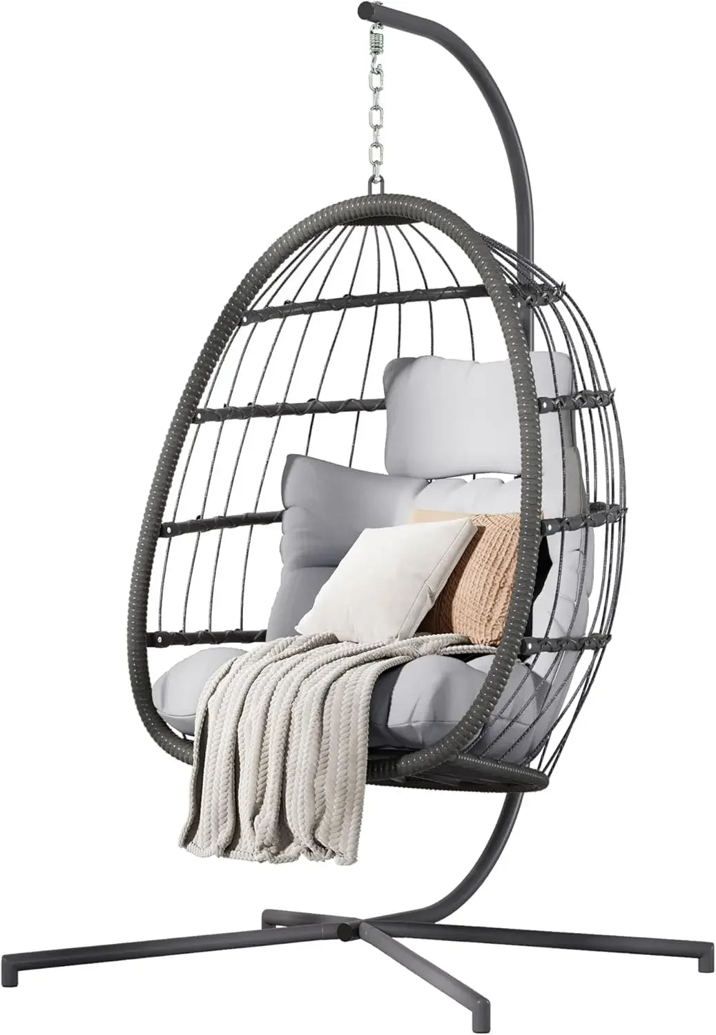Double Hanging Egg Chair with Stand, Patio Hammock
