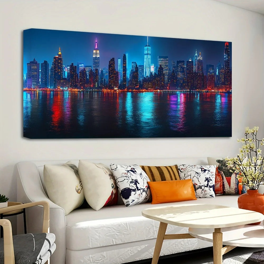 New York City Skyline Painting at Night