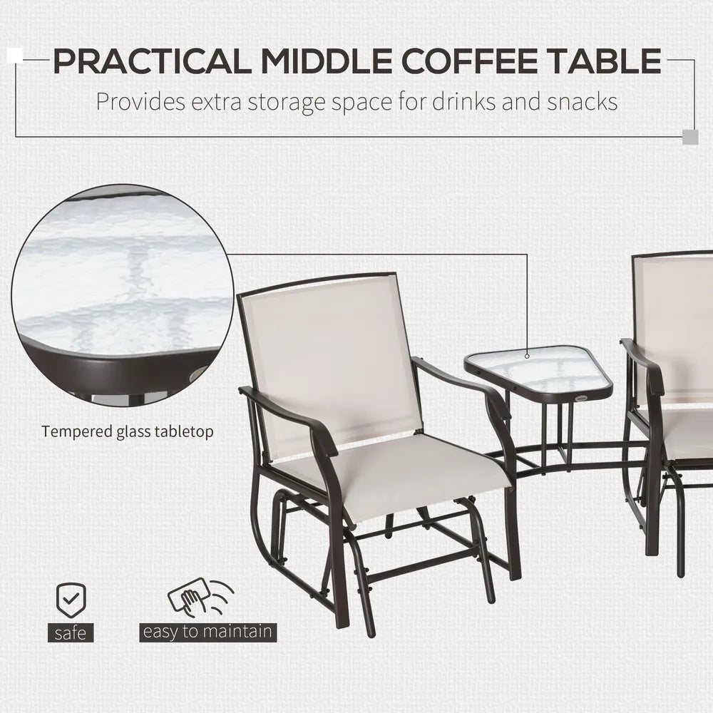 Patio Double Patio Rocker Glider Chairs w/Table