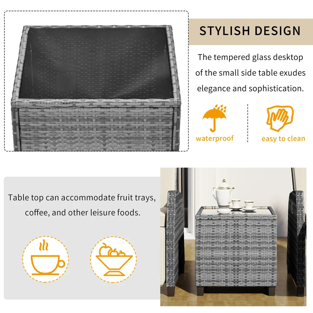 Outdoor Rattan Combination with Coffee Table, Adjustable