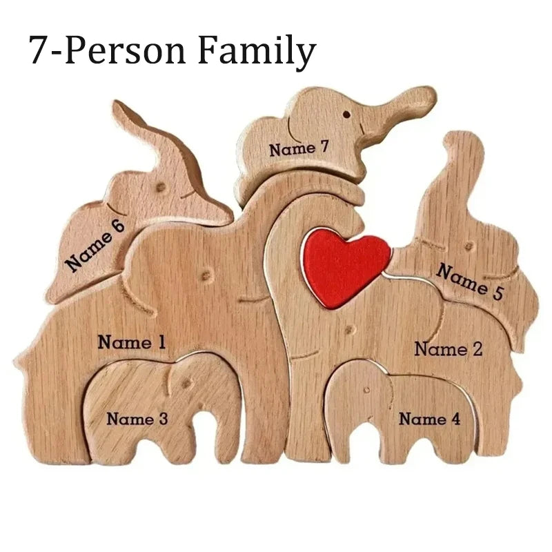 Elephant Family Wooden Puzzle Free Customization