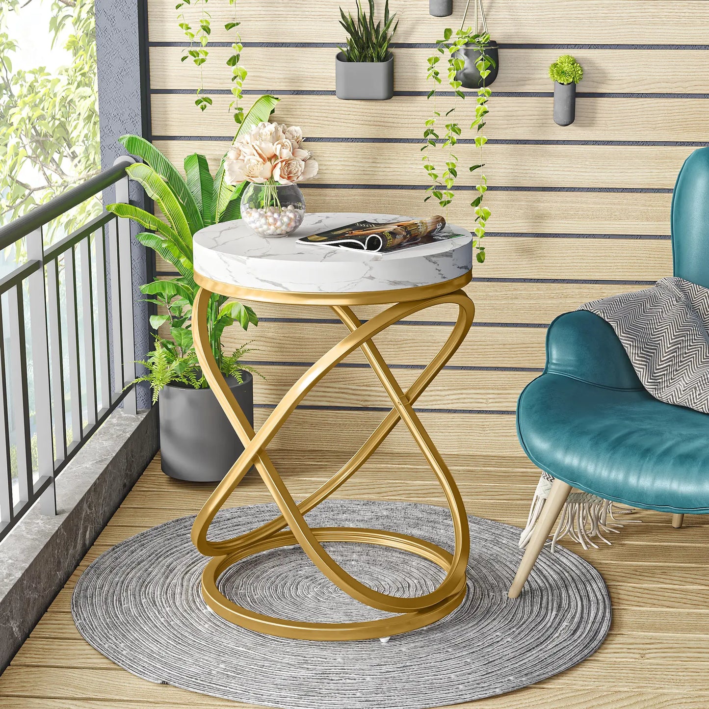 26 In White and Gold Faux Marble Top