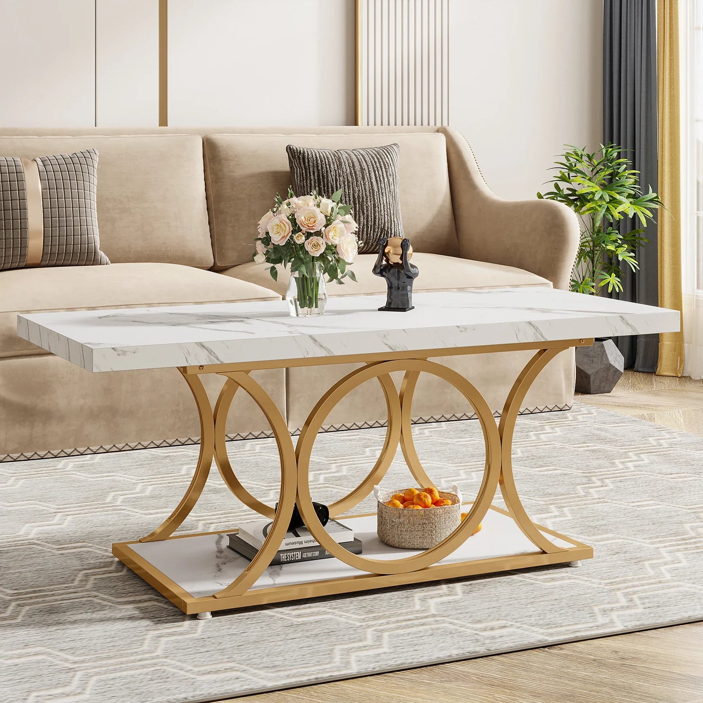 Rectangle Coffee Table, 47.24-in, Modern