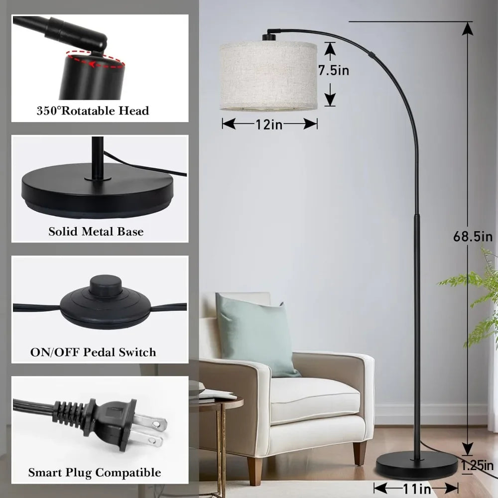 Modern Standing Lamp with Adjustable Drum Shade