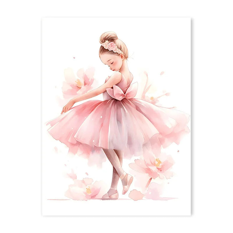 Pink Ballerina Girl Unicorn Butterfly Poster Kids Room Decorative Canvas Posters Nursery Wall Art Poster Baby Bedroom Decor