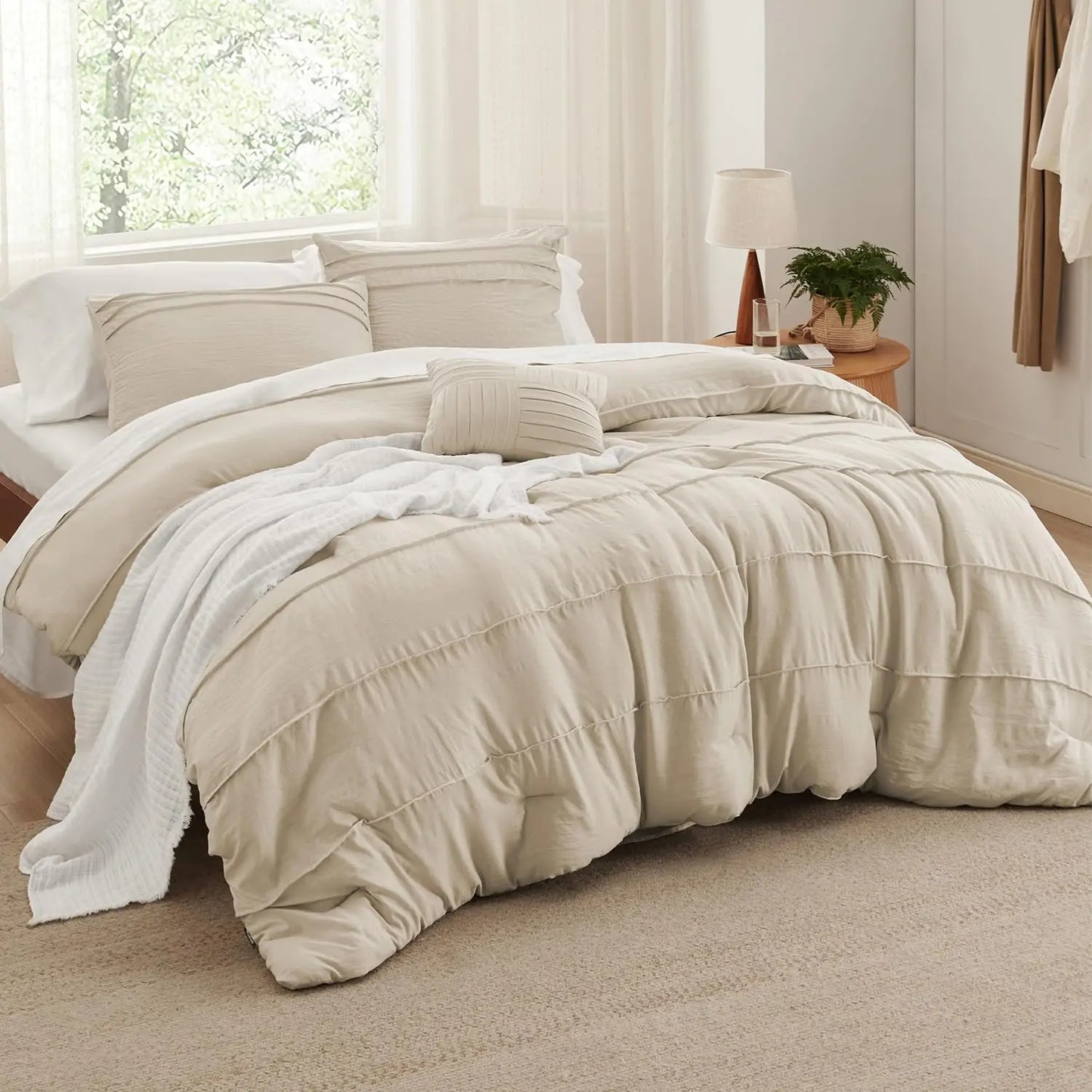 King Comforter Set - 4 Pieces Grid Pleat