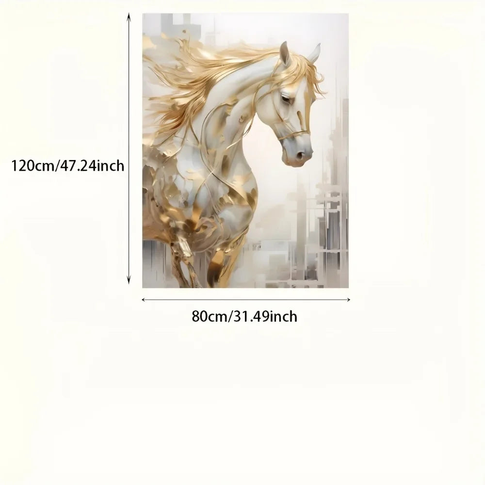 Retro Golden Horse Wall Art Painting 31.49 in x 47.24 in