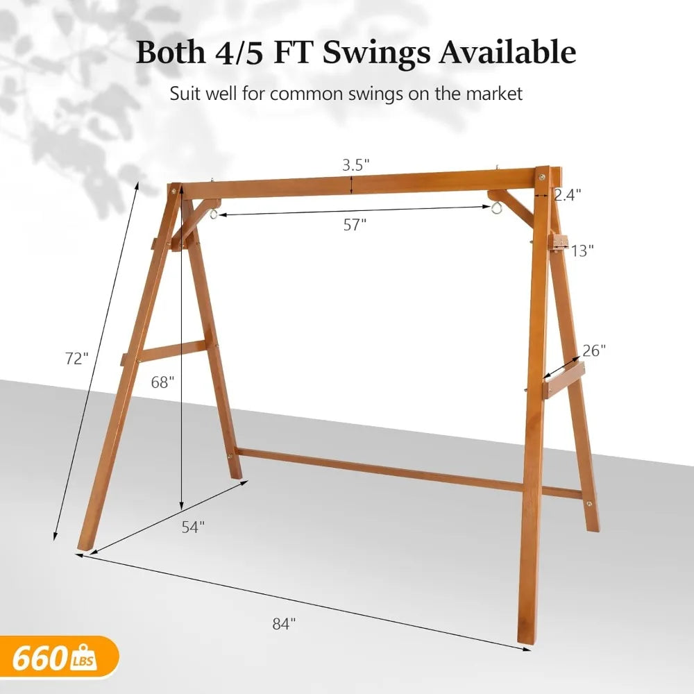 5 FT Outdoor Porch Swing with Frame Heavy Duty 880 LBS