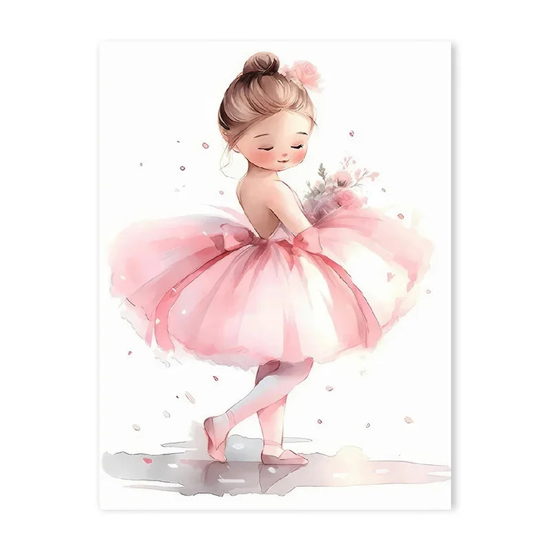 Pink Ballerina Girl Unicorn Butterfly Poster Kids Room Decorative Canvas Posters Nursery Wall Art Poster Baby Bedroom Decor