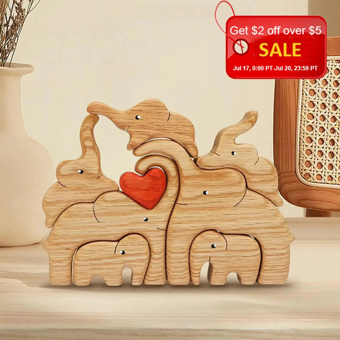 Elephant Family Wooden Puzzle Free Customization