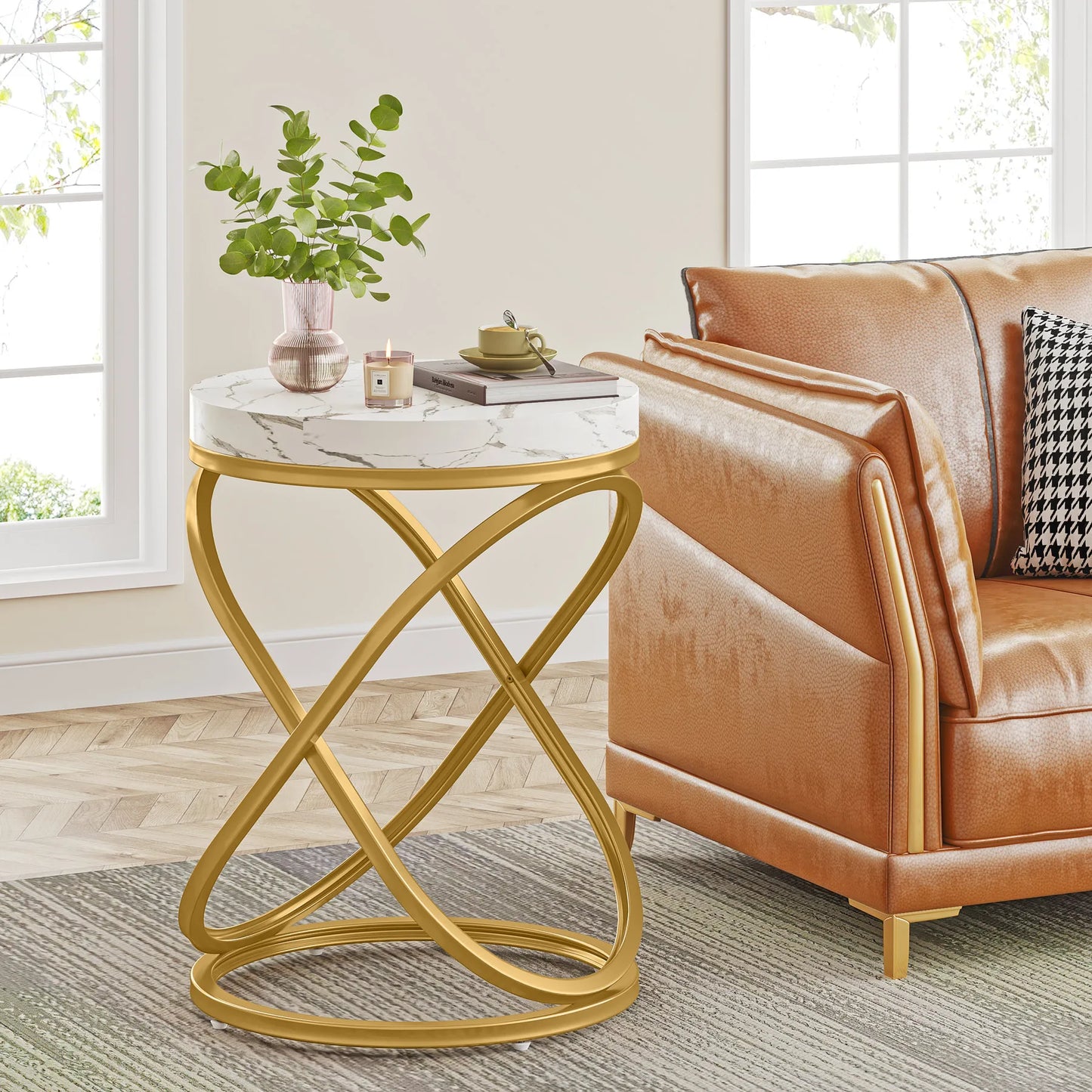 26 In White and Gold Faux Marble Top