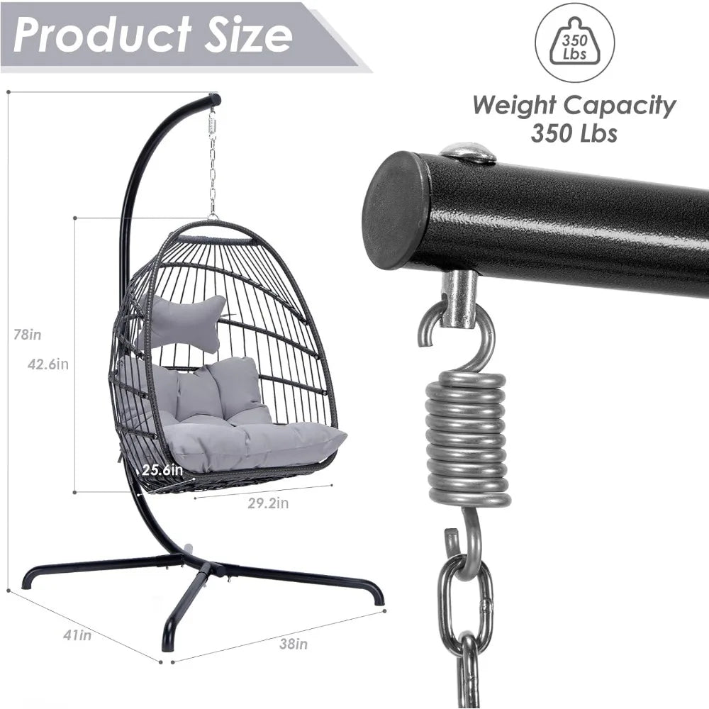 Patio Wicker Hanging Egg Chair with Stand