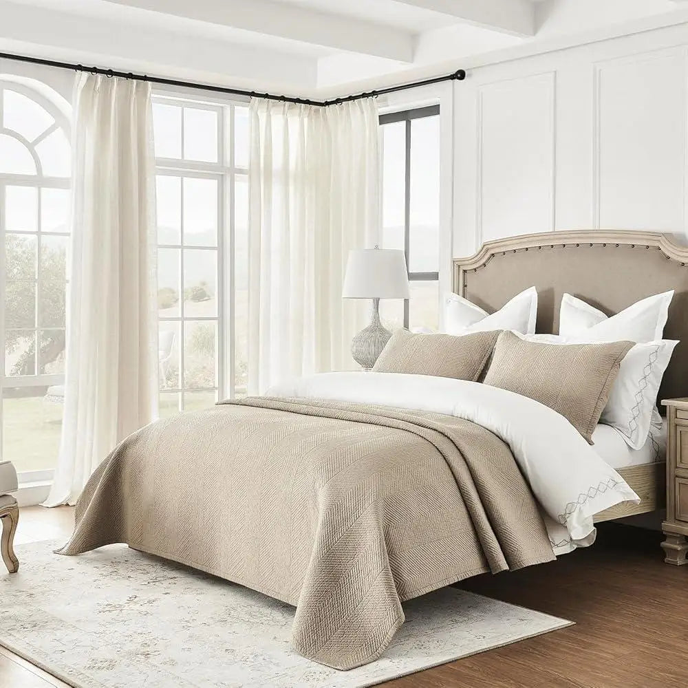 Reversible Luxury Cotton Quilt Set 3 Pieces King Quilt, Pillow Shams
