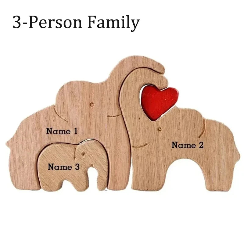 Elephant Family Wooden Puzzle Free Customization