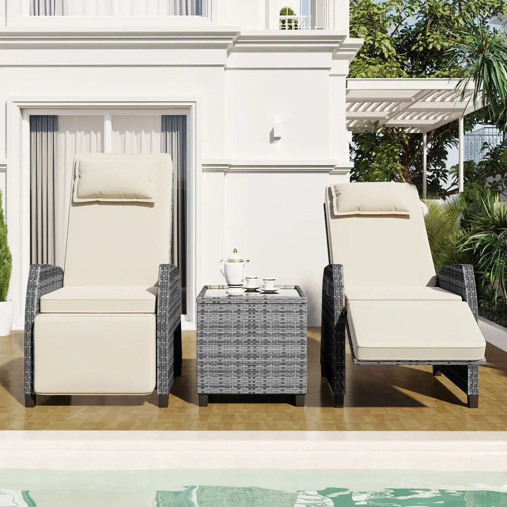 Outdoor Rattan Combination with Coffee Table, Adjustable