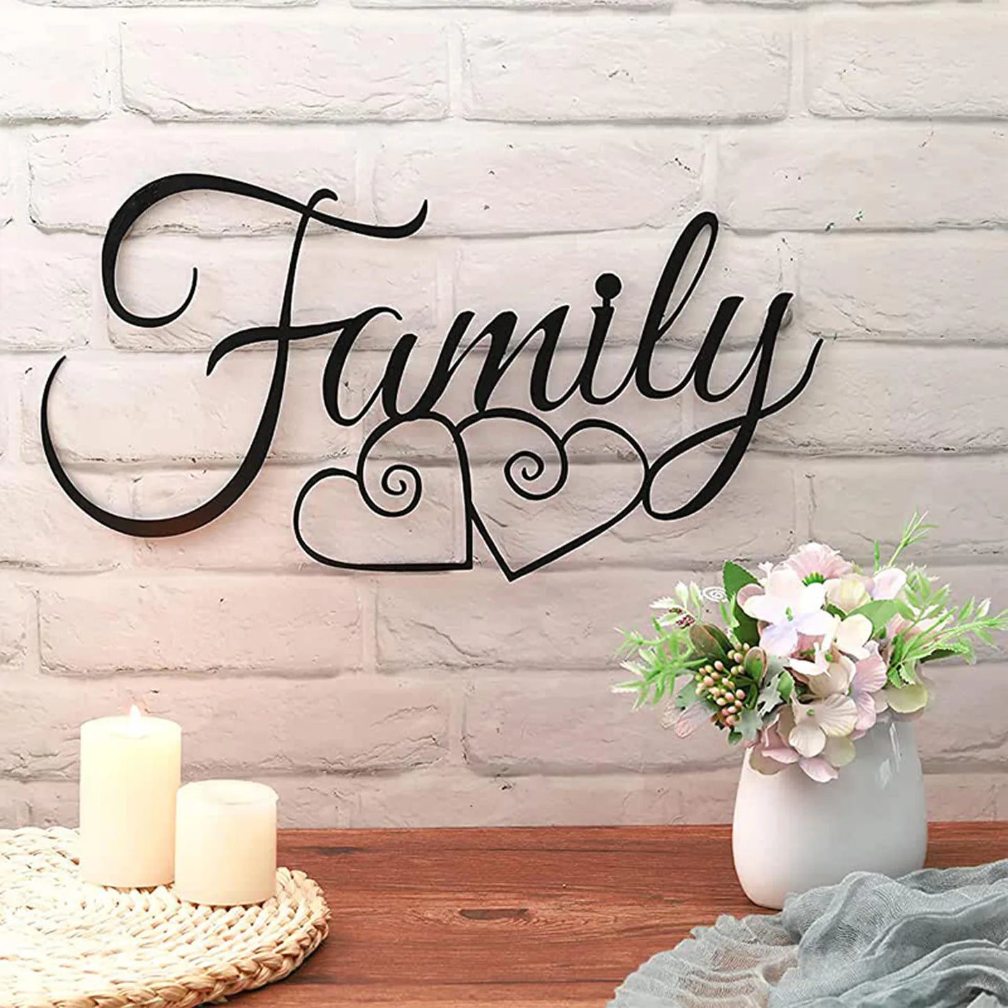 1pc Family Letter Metal Wall Hanging,, 15.75"x7.87"