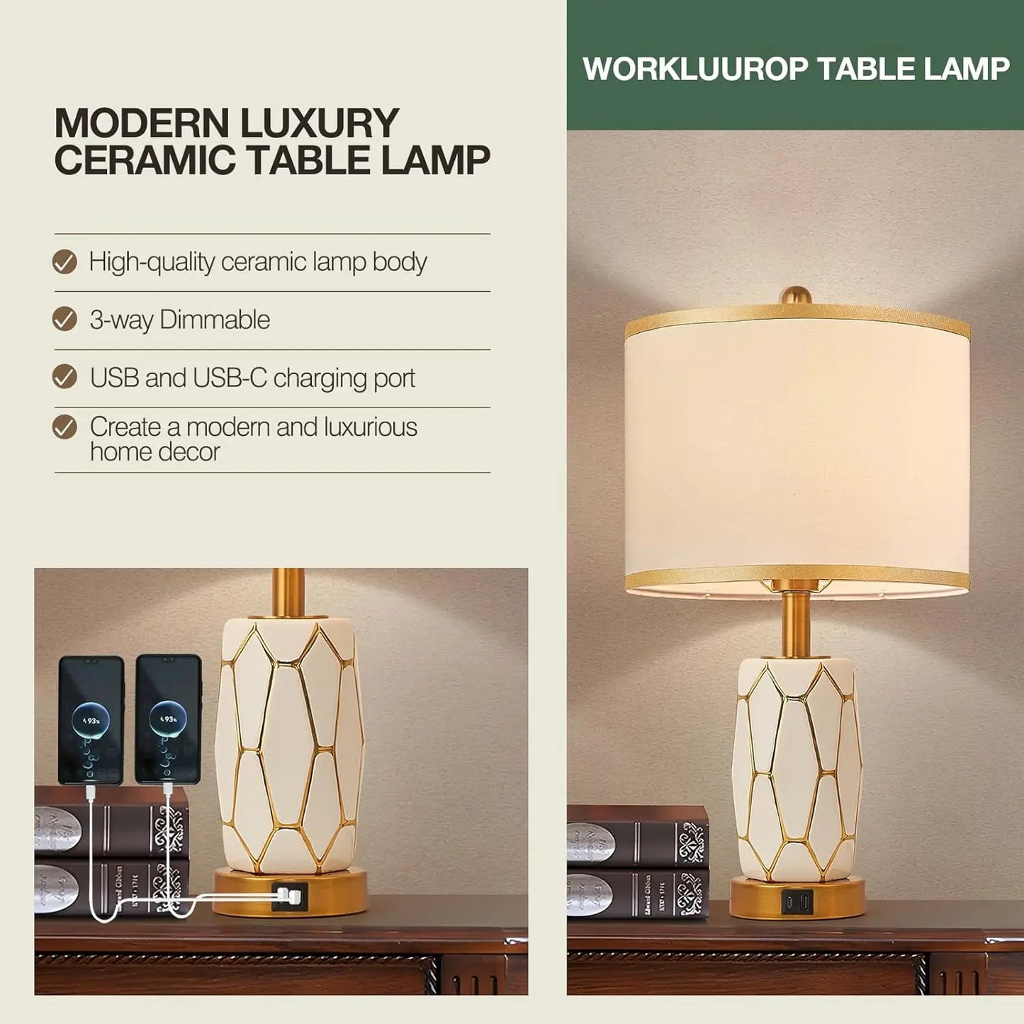Touch Control Ceramic Table Lamps