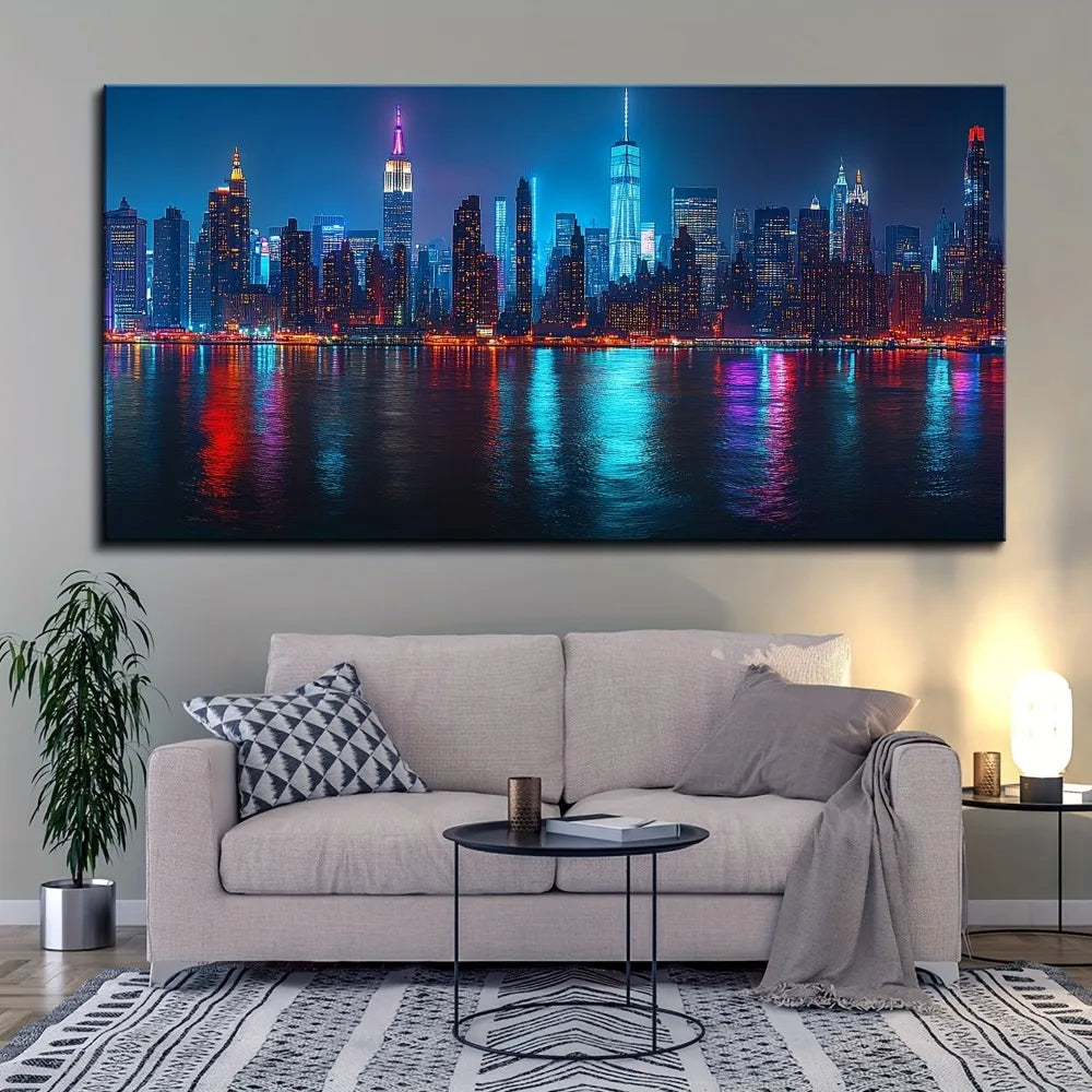 New York City Skyline Painting at Night