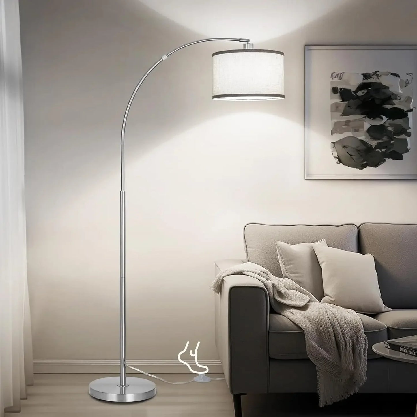 Modern Standing Lamp with Adjustable Drum Shade