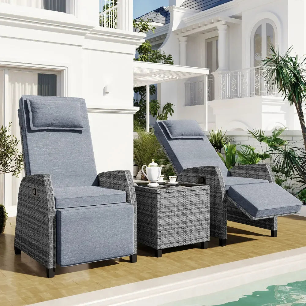 Outdoor Rattan Combination with Coffee Table, Adjustable