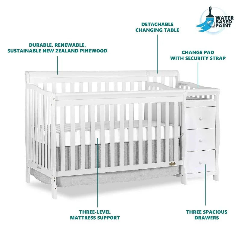 5 In 1 Convertible Crib With Changer