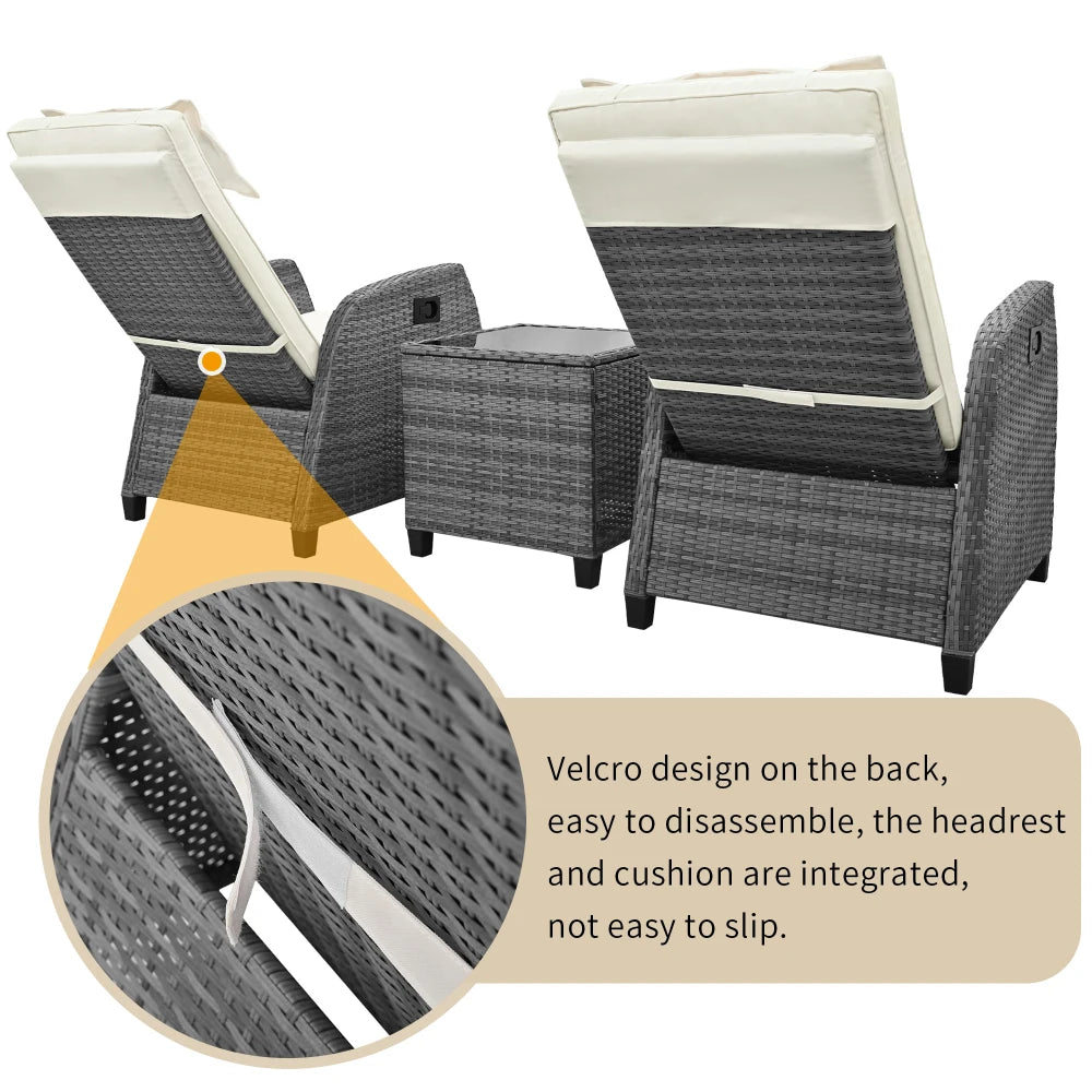 Outdoor Rattan Combination with Coffee Table, Adjustable