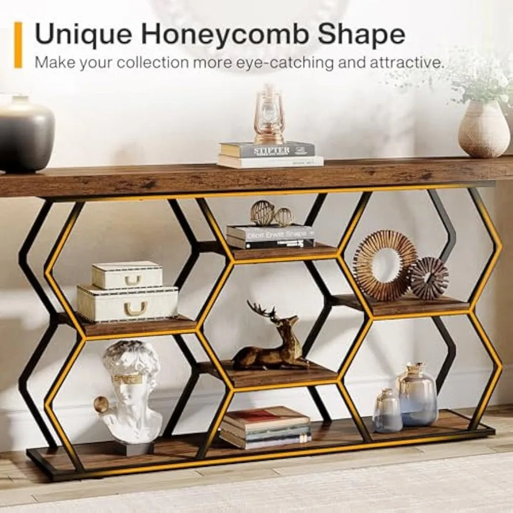Extra Long Console Table with Shelves