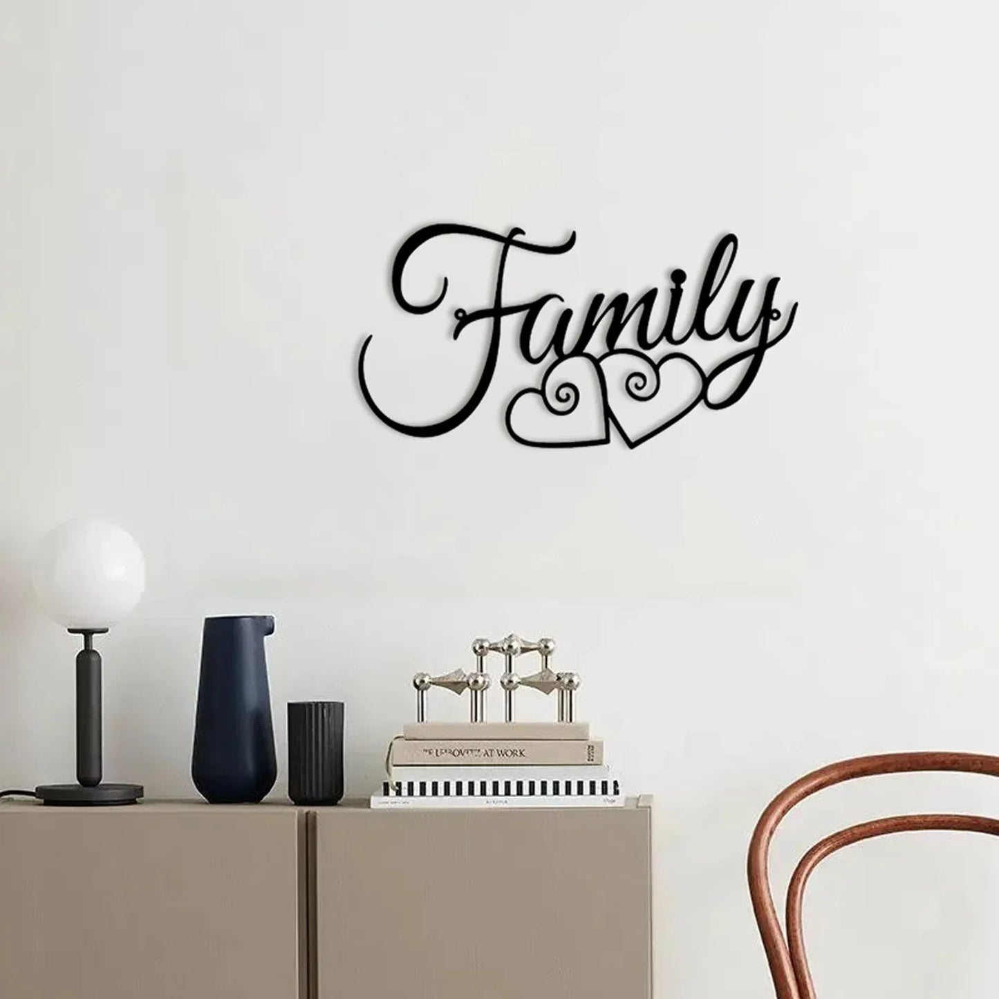 1pc Family Letter Metal Wall Hanging,, 15.75"x7.87"