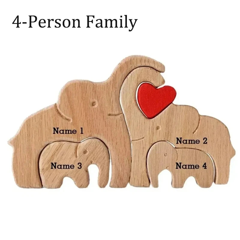 Elephant Family Wooden Puzzle Free Customization