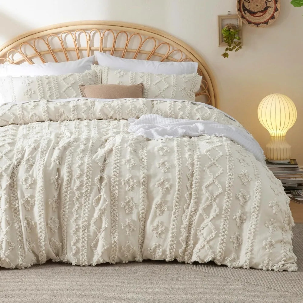 3 Pieces Soft Shabby Chic Bedding, 104" x 90", Duvet Cover