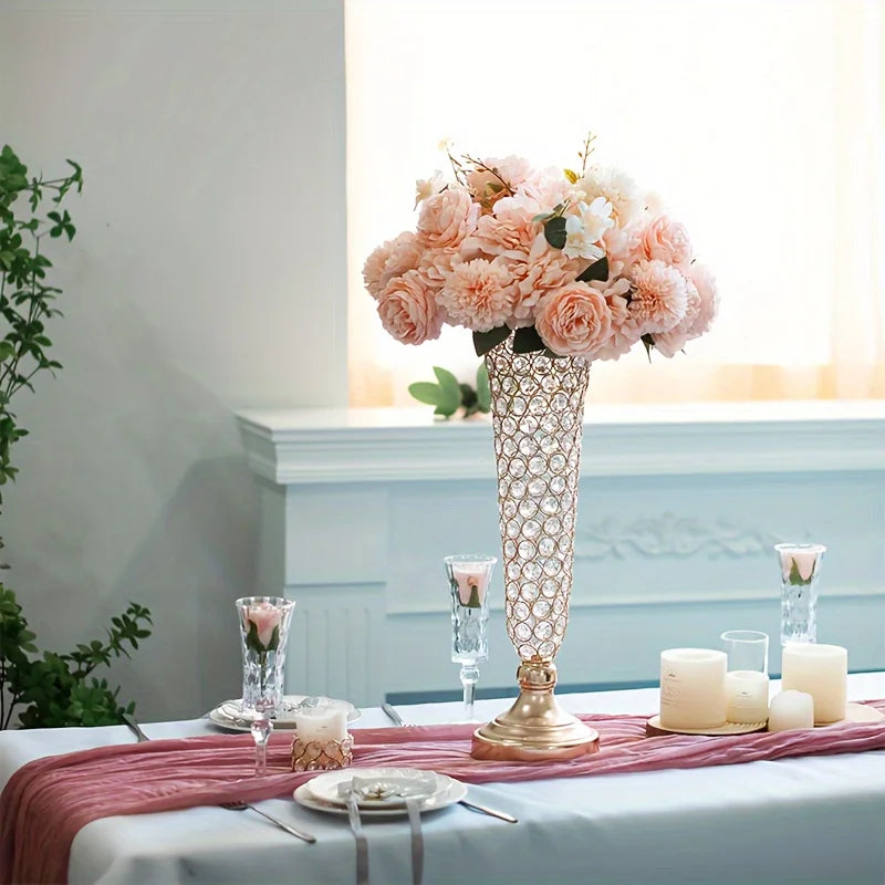 2 Crystal Vases, 20 Inches High, Silver