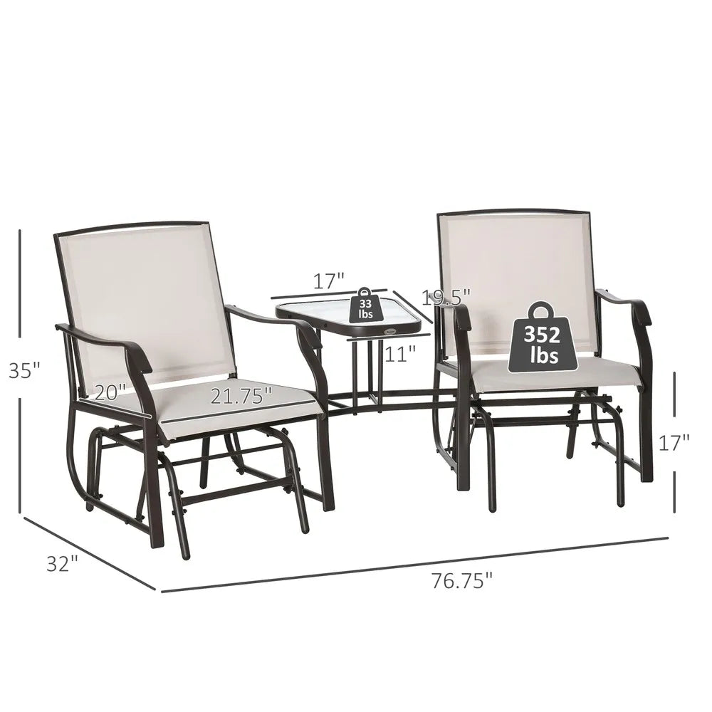 Patio Double Patio Rocker Glider Chairs w/Table