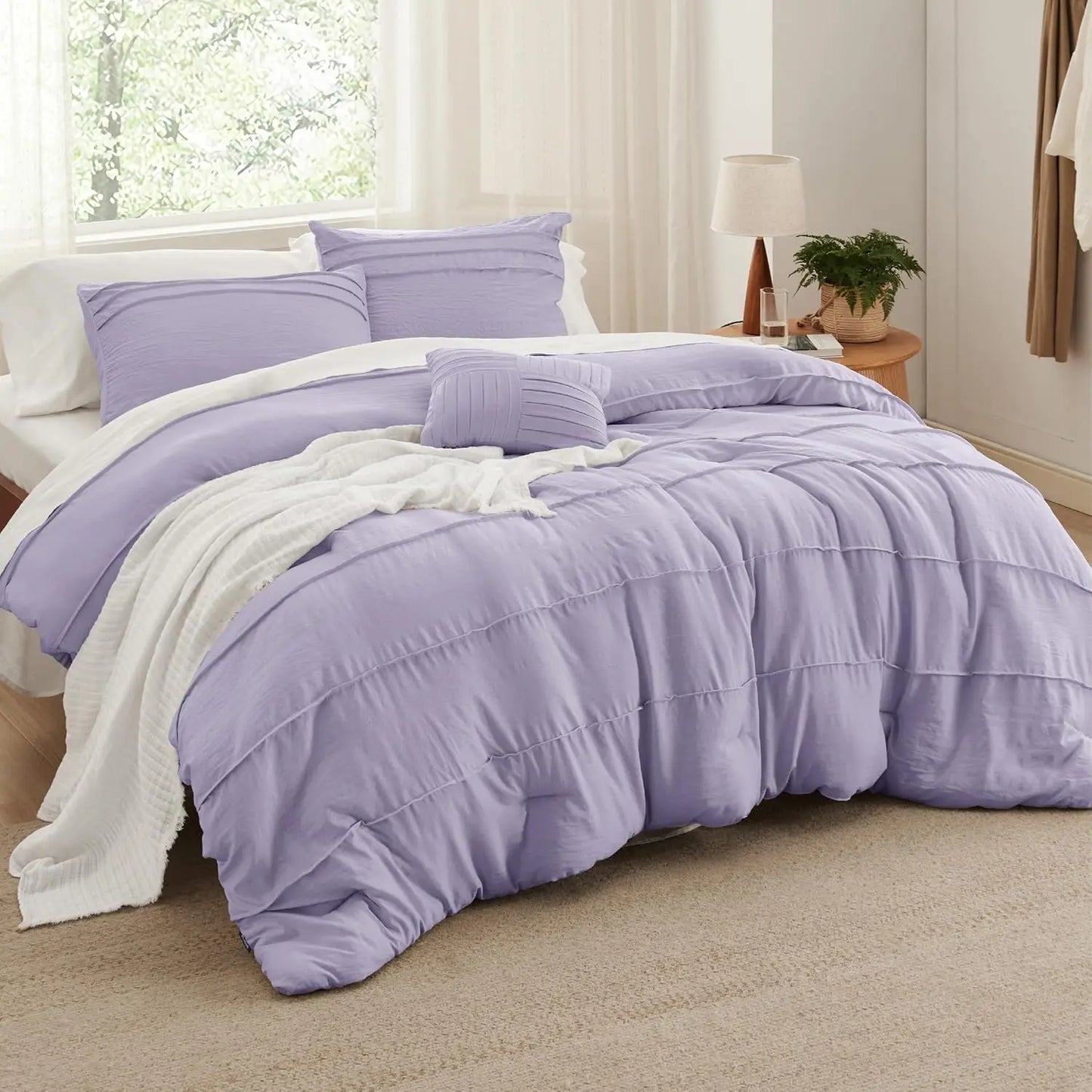 King Comforter Set - 4 Pieces Grid Pleat