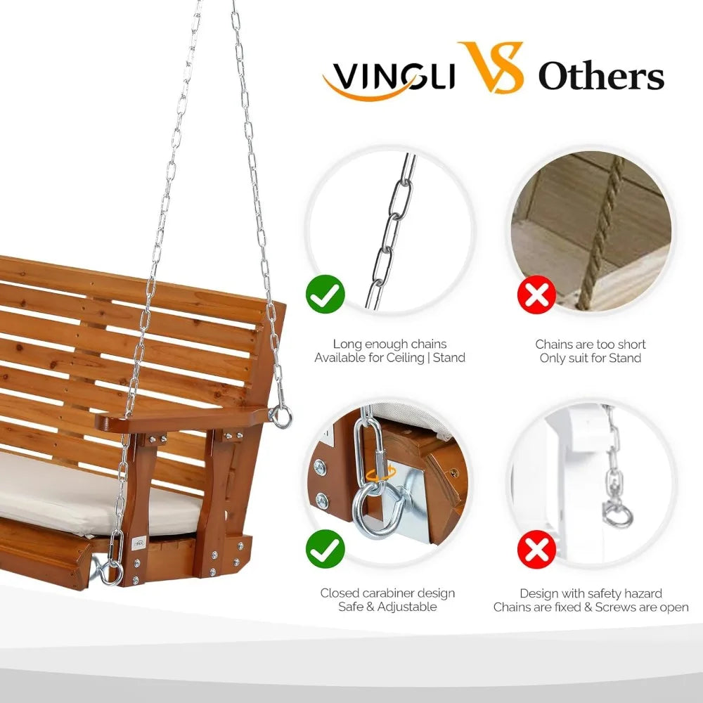 5 FT Outdoor Porch Swing with Frame Heavy Duty 880 LBS