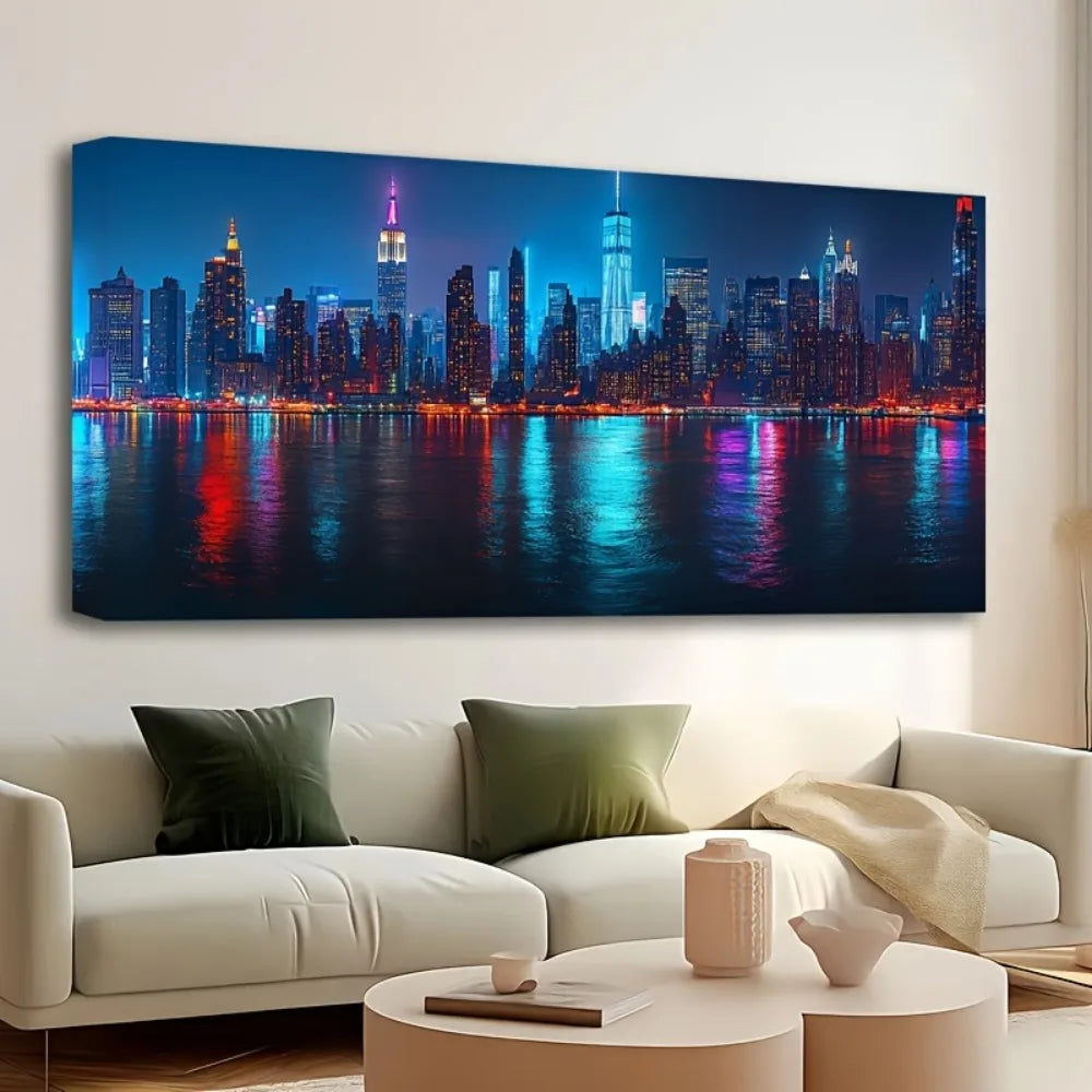 New York City Skyline Painting at Night