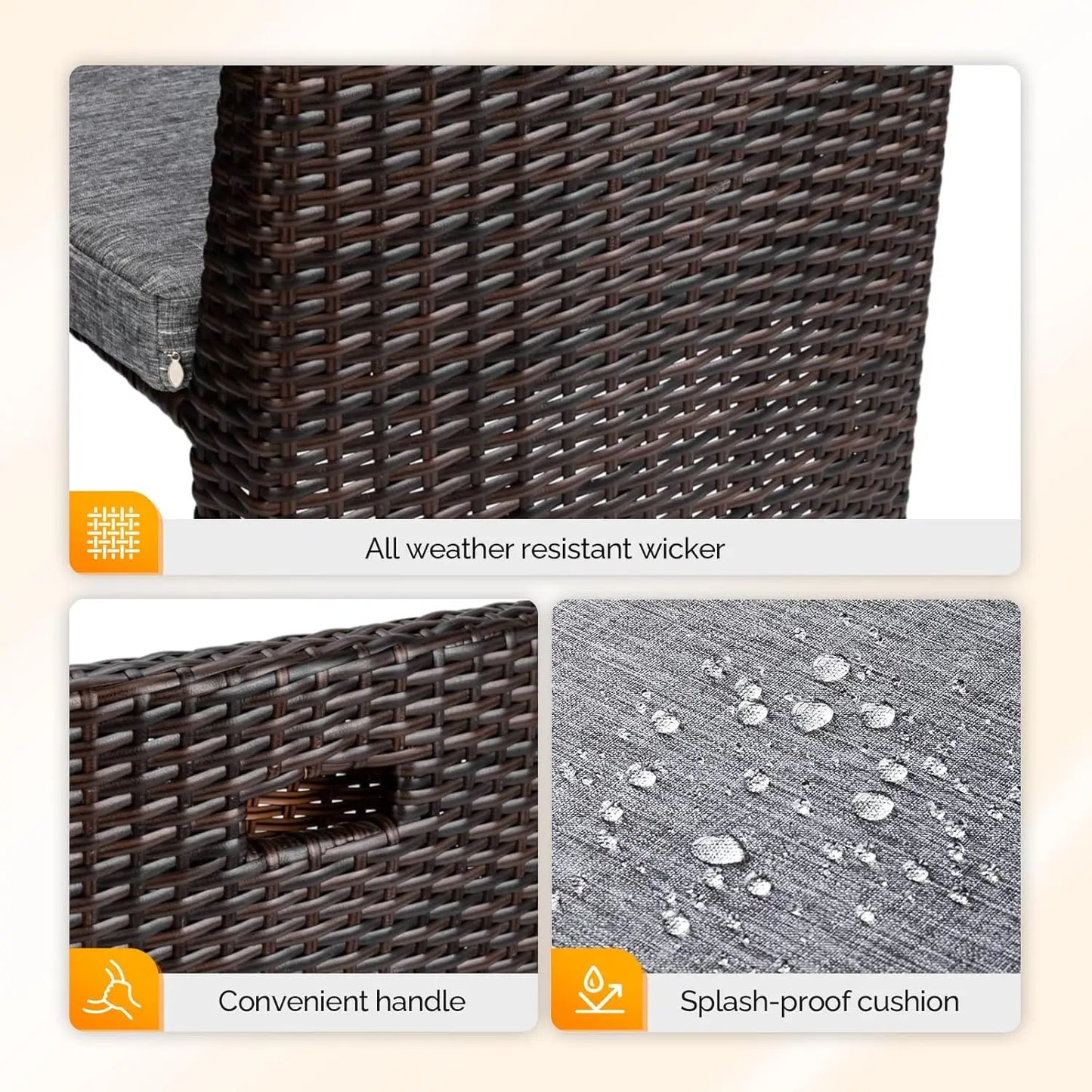 3 PCS Wicker Outdoor Patio Bistro