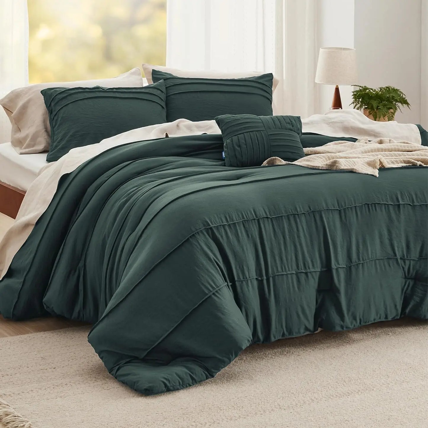 King Comforter Set - 4 Pieces Grid Pleat