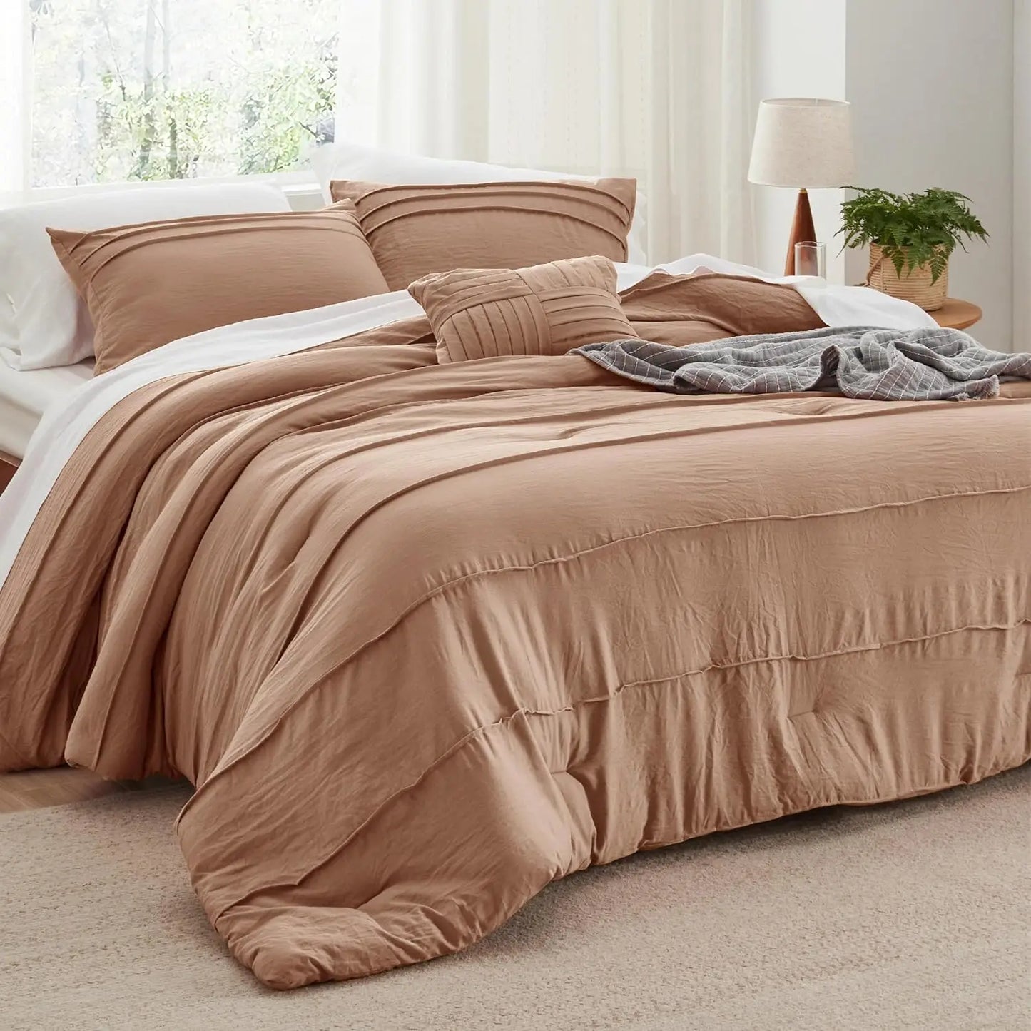 King Comforter Set - 4 Pieces Grid Pleat