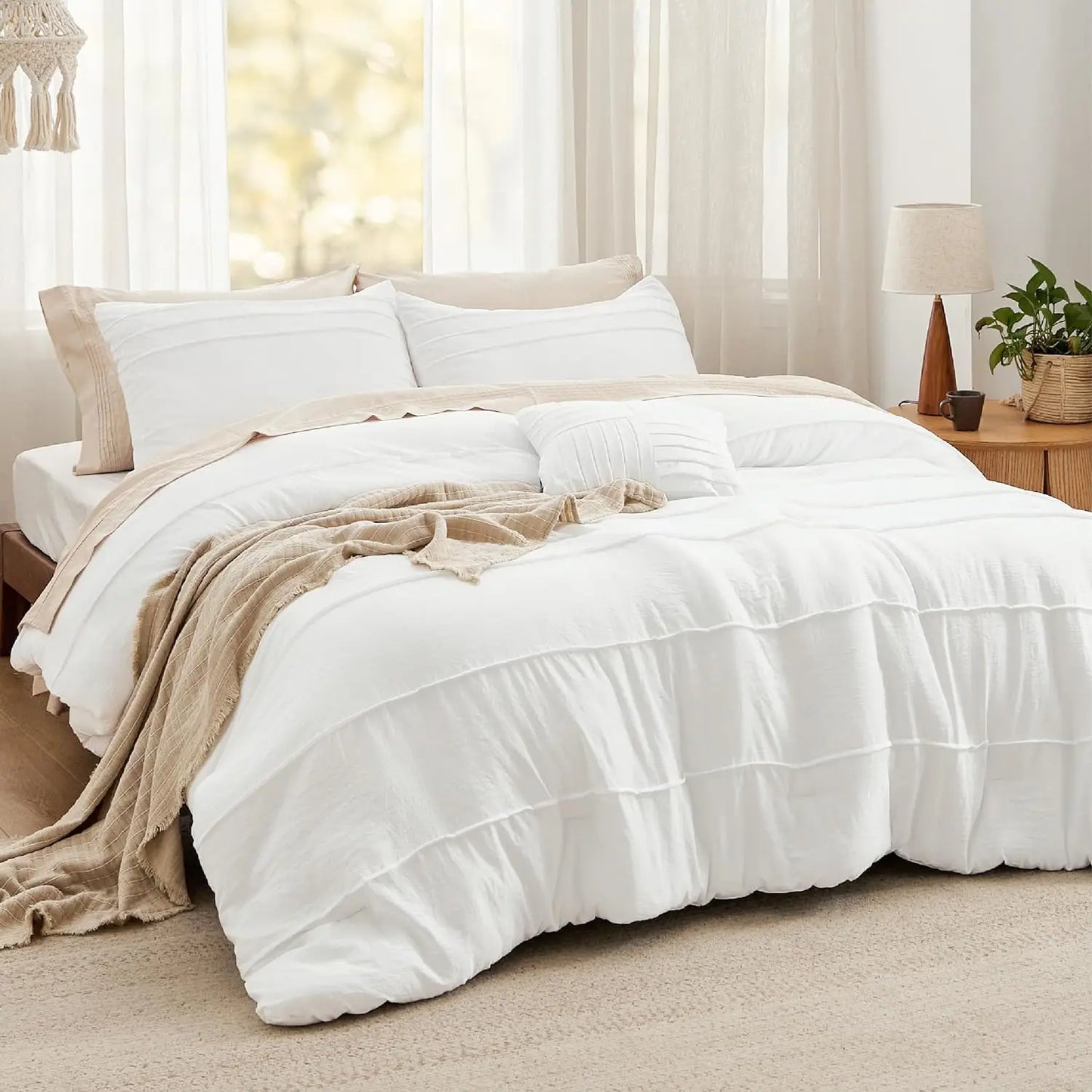 King Comforter Set - 4 Pieces Grid Pleat
