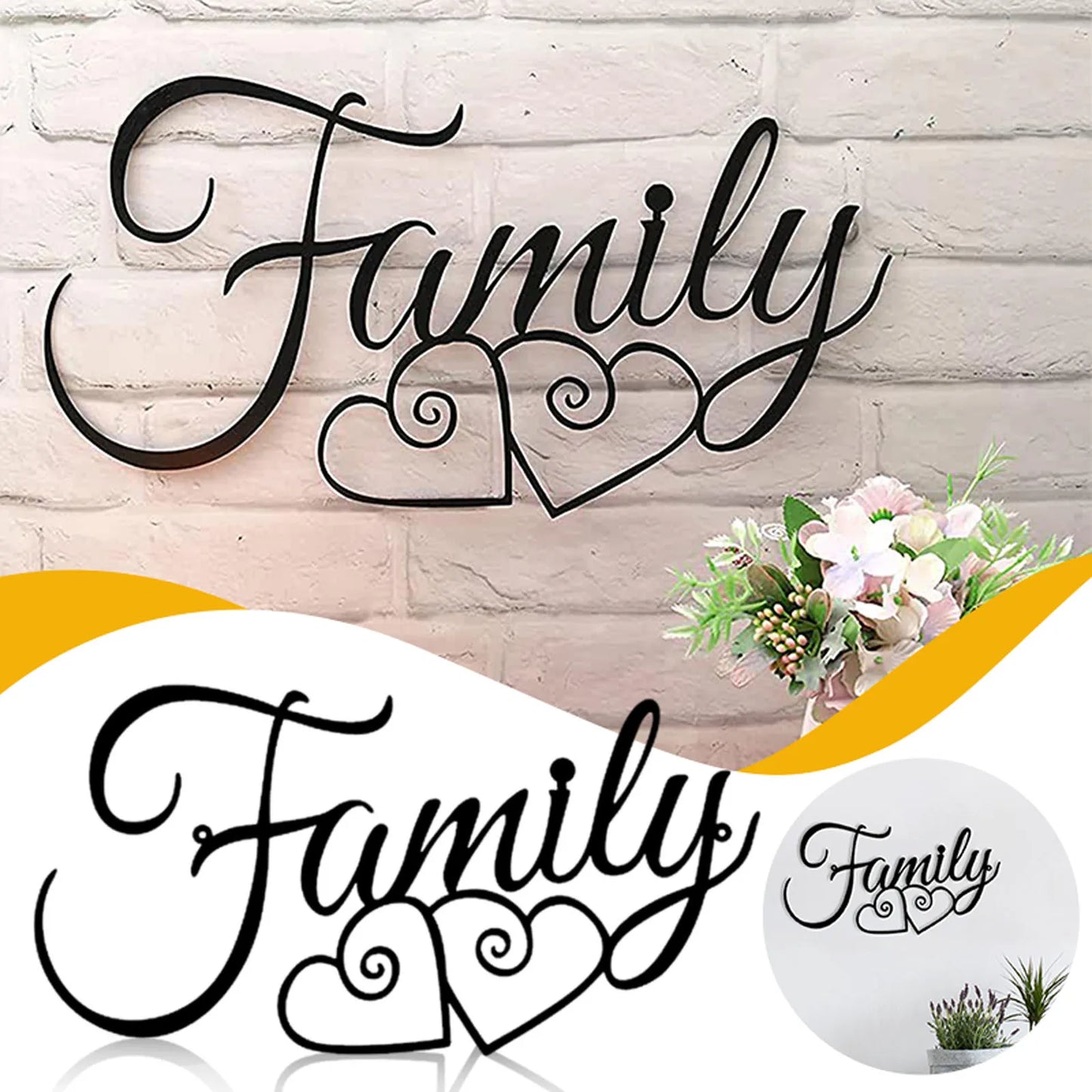 1pc Family Letter Metal Wall Hanging,, 15.75"x7.87"