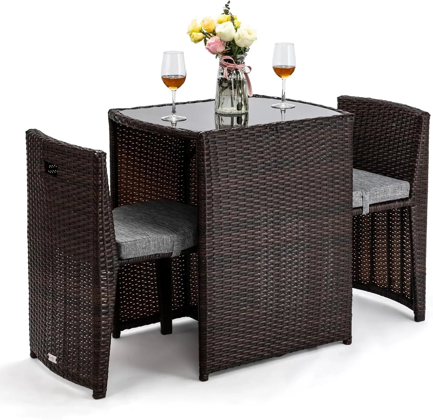 3 PCS Wicker Outdoor Patio Bistro