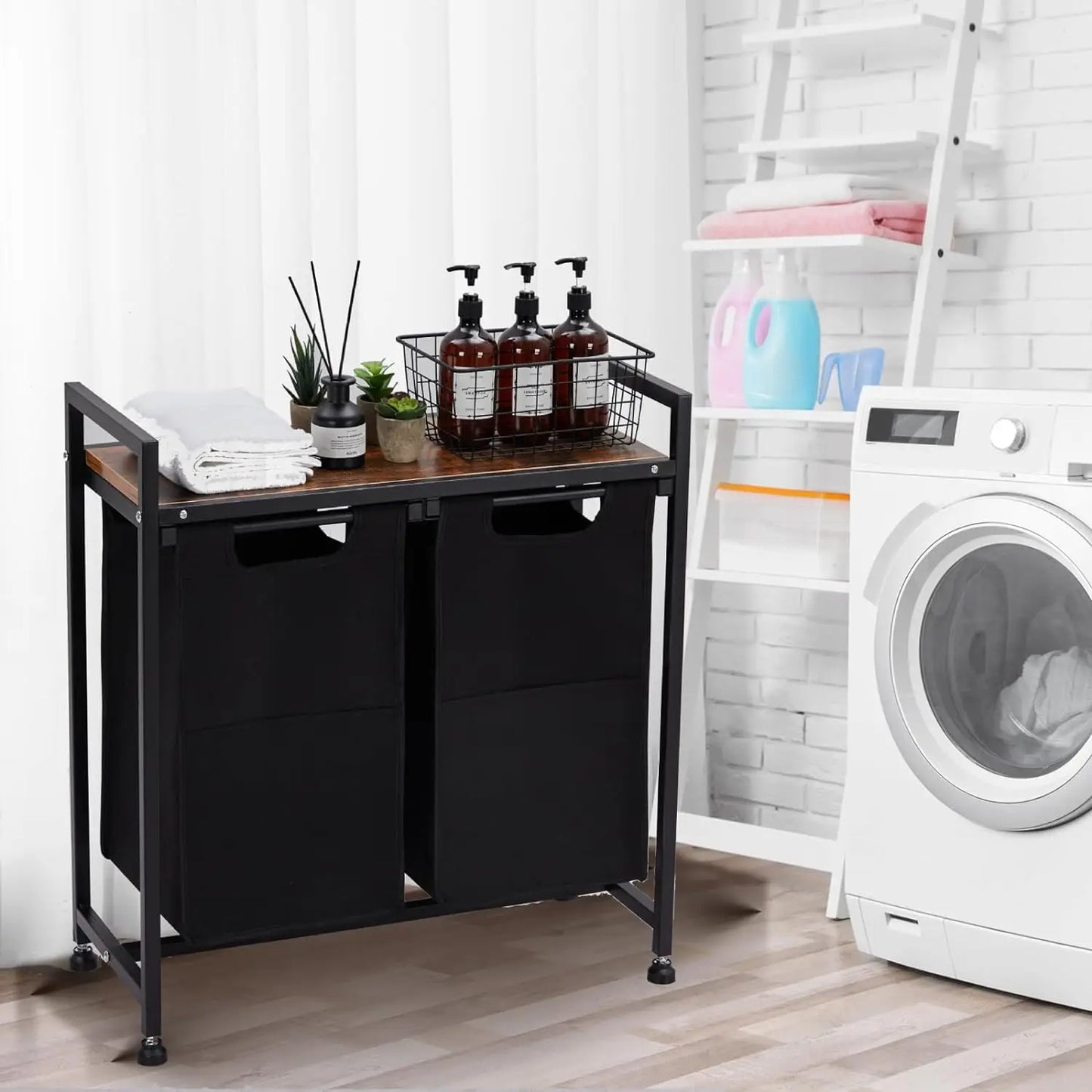 Laundry Basket Organizer with Top Shelf